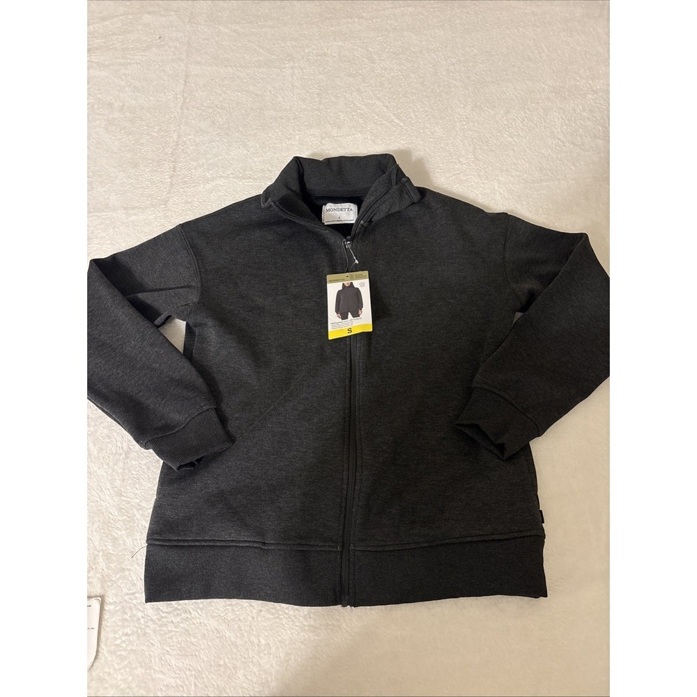 Mondetta Womens Full Zip Jacket Small Charcoal Gray Stretch Sweatshirt Academia
